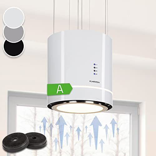 Klarstein Campana Isla de Cocina, Extractor para Islas Con Flujo de Aire 540m³/h, Temporizador, Regulable, 3 Modos y Filtros de Carbón Activo