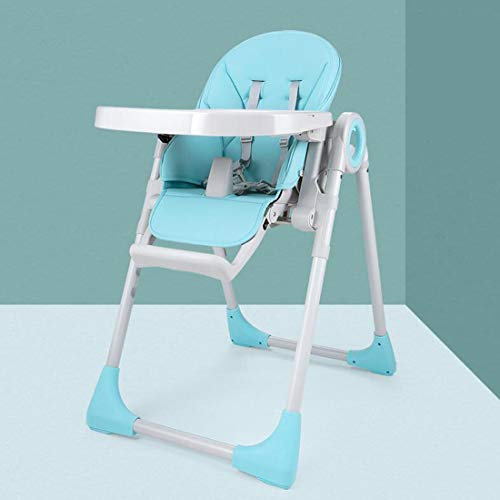 KUANDARYJ Zusammenklappbar Mitwachsender Hochstuhl Baby, Verstellbar und Klappbar Baby Hochstuhl mit Liegefunktion Komfort Polster Baby, Blue