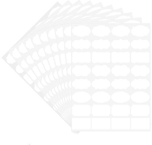 Wisdompro 320 Pcs Removable Freezer Food Labels, Fancy Shape Self Adhesive Frozen Food Storage Labels Stickers for Jars, Spice, Bottles, Containers, Blank White (5 x 3cm)