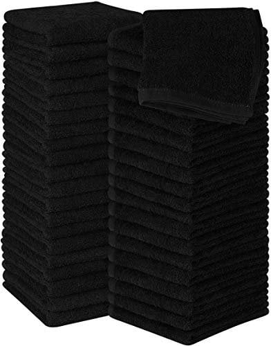 Utopia Towels - 60 Stück Seiftücher, 30x30 cm mit Aufhängeschlaufen, saugfähige Waschlappen zum Abwischen und Reinigen des Gesichts aus 100% Baumwolle (Schwarz)