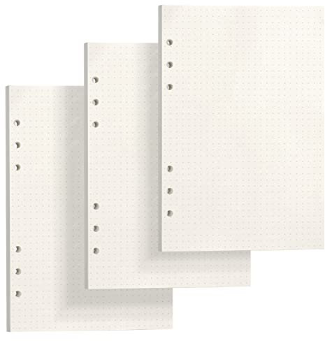 Skycase A6 Gepunktet Papier [3 Packungen],Refill Papier [135 Blatt/270 Seiten],6 Löcher Lose Blätter,RefillPapier,Nachfüllpapier für Filofax,Ringbücher,Notizen,Skizze,Einsätze (Gepunktet,171mm*95mm)