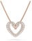 Swarovski Heart Pendant Necklace, White Pavé Crystals, Rose Gold Tone Plated from the Una Collection