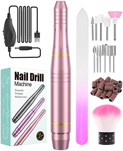 Nagelfräser für Gelnägel Acrylnägel Kallus Entfernen, 20000U/Min Professionell Elektrisch Nagelfeile Einstellbarer Geschwindigkeit, 11 In 1 Maniküre Pediküre Set für Anfänger Profi