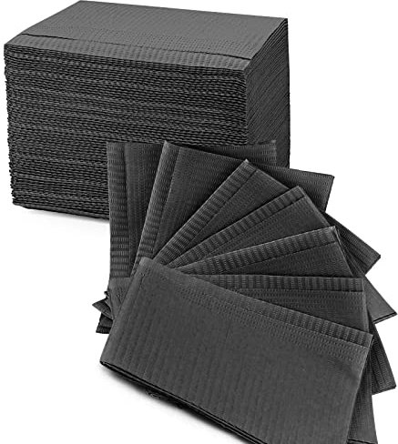 Luriseminger Tattoo Lätzchen, 125 Stück Einweg Dental Lätzchen Einweg Tattoo Tisch Matten Wasserdichte Patienten Lätzchen Tattoo tisch Lätzchen - 33 x 45cm (Schwarz)