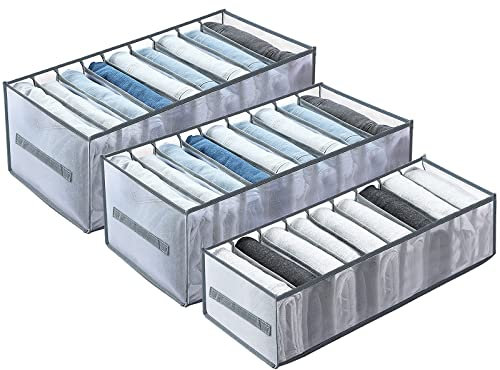 Yotako 2Pcs Clothes Drawer Organisers, 9 Grids Foldable Wardrobe Clothes Organiser with Handles, Washable Clothes Organiser for Jeans Trousers Shirts Pants