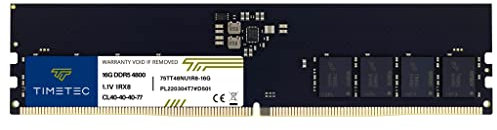 Timetec DDR5 de 16 GB, 4800 MHz, PC5-38400, sin búfer, sin ECC, 1,1 V, CL40, 1Rx8, rango único, 288 pines, UDIMM Módulo de memoria RAM para escritorio (16 GB).