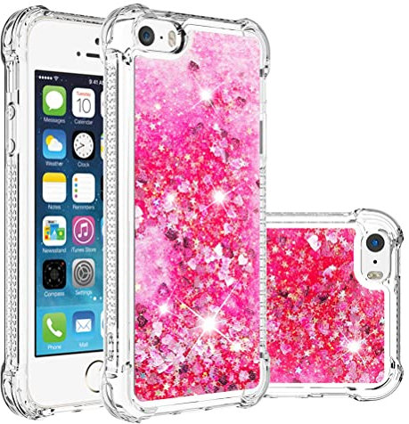 COTDINFOR Kompatibel mit iPod Touch 7 Hülle Flüssigkeit Glitzer Stoßfest Fließend Glänzend Schlank Hülle für Schutzhülle Silikon Handyhüllen für Pod Touch 5/6 TPU Love Rose YBWTLS.
