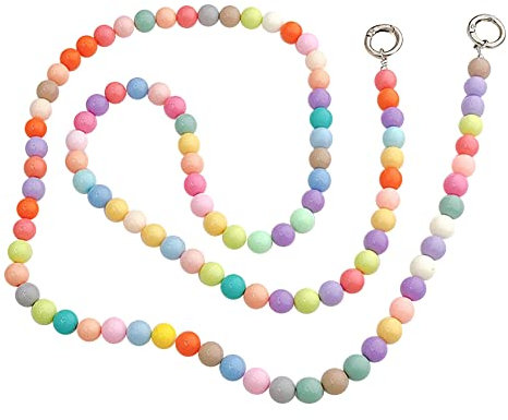 URFEDA Perlen Handykette Bunte Perlen Handy Lanyard Handy Hülle Anhänger Telefon Kette Handgelenkschlaufe Schlüsselbund Anti Verlorene Handy Schmuck Hängen Chian für Damen Und Mädchen Typ B