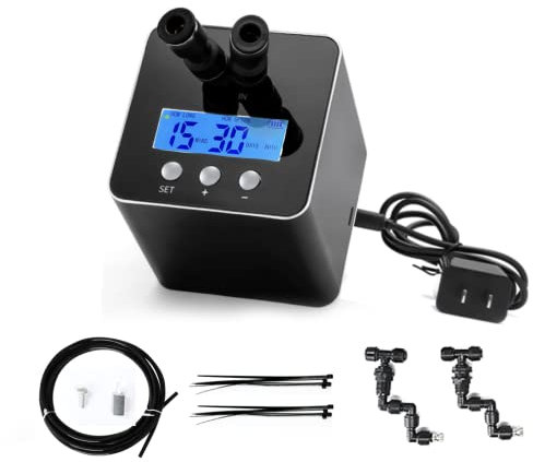 Reptile Humidifier Misting System for Reptile Terrariums Automatic Sprayer for Vivarium Tanks Adjustable 360° Spray Nozzles LCD Display Smart Timing