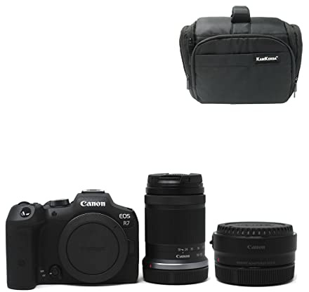 KamKorda Camera Bag + R7 Mirrorless Digital Camera Body, RF 18-150mm lens + Adapter, 32.5MP APS-C CMOS Sensor, 4K60 10-Bit Video + 2 Year Warranty