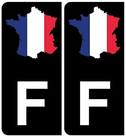 HADEXIA Aufkleber für Nummernschild, Auto, F, Karte von Frankreich, Schwarz