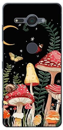 KARTXITAI Hülle Kompatibel mit Sony Xperia XZ2 Compact, Stoßfeste Schutzhülle mit Weiche Silikon Bumper Case Handyhülle Anti-Kratzt Transparent Rückseite - Pilz, Schmetterling, Mond