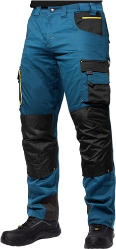 ACE Genesis Pro Herren-Arbeitshose lang - Männer-Arbeitshosen mit Stretch-Bund, Gummizug & Kniepolster-Taschen - Navy - 56