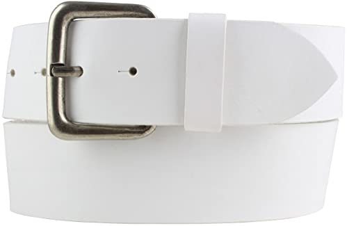 BELTINGER Jeansgürtel aus Vollrindleder 5 cm | Leder-Gürtel für Herren 50mm | Breiter Herren-Gürtel aus echtem Leder | Weiß 120cm