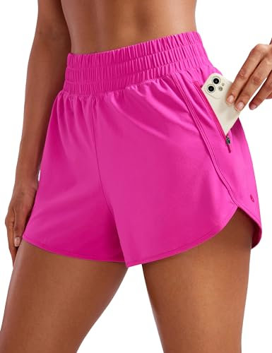 CRZ YOGA Pantaloncini da Corsa a Vita Alta da Donna Fodera Viola di Ibisco 38