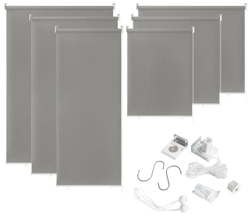 YUENFONG Toldo Vertical, persiana Exterior, toldo Vertical, persiana, persiana de balcón, Pantalla de privacidad, protección Solar para Exterior, balcón, jardín, 180 x 140 cm, Gris