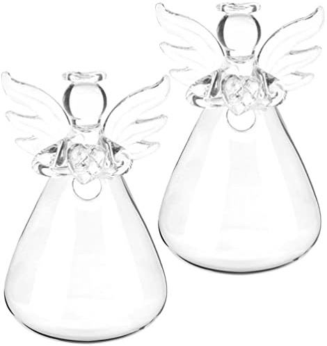 Operitacx 2pcs Glass Hydroponic Flower Vase for Living Office Desktop Window Sill Shelf Angel Floral Container Plant Vase