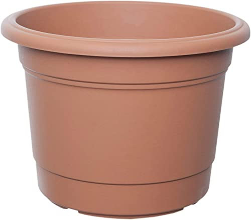 PREMZO Milano 30 Cm Flower Pot Round Planter Plant Plastic Base Stylish Decorative Durable Home Patio Deck Office Garden Lawn Greenery (TERRACOTTA)