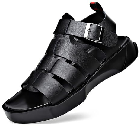 Sandales Gladiateur Homme Cuir Sangle de Cheville Chaussure d'Été Mode