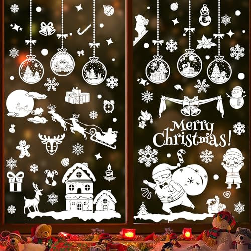 Fensterbilder Weihnachten Selbstklebend Weiß Fensterdeko Weihnachten Wiederverwendbar Fensterbilder Selbsthaftend Schneeflocken Weihnachten Fensteraufkleber Wiederverwendbar Winter