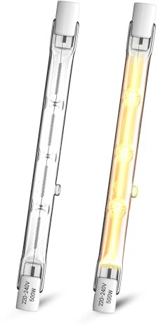 Klarlight 500W R7s Ampoule Halogène 118mm, Ampoule Halogène Crayon Dimmable Blanc Chaud 2800K, J118 Ampoule Projecteur Linéaire à Double Extrémité, 11000LM pour Travail, Paysage, Sécurité (Lot de 2)