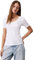 Calvin Klein Jeans Camiseta de Manga Corta Mujer Woven Label Rib V-Neck Cuello de Pico, Blanco (Bright White), XS