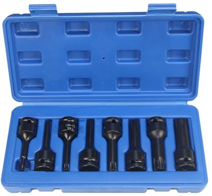 UTMALL 8-Piece Impact Torx Bit Socket Set, T30 T40 T45 T50 T55 T60 T70 T80, Cr-Mo Steel 1/2 inch Drive (8pcs Torx Bit Socket Set)