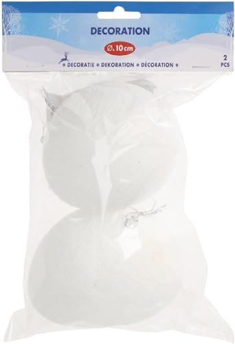 Koopman Anhänger Schneeball Kugel Weihnachten 2 Stück 10 cm weiß