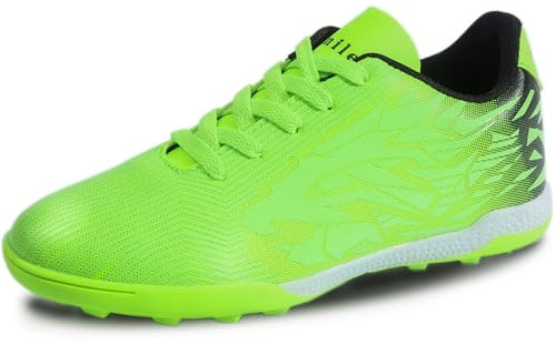 Sainilei Kinder Fußballschuhe Jungen FG/AG Outdoor Fussballschuhe Herren TF Football Professionelle Trainingsschuhe Grün EU34
