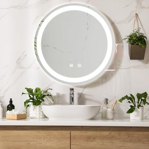 pro.tec LED-Badspiegel Maratea Wandspiegel mit Beleuchtung Warmweiß Neutral Kaltweiß runder Lichtspiegel Ø60cm mit Touch, Antibeschlag, Memory-Funktion dimmbar Silber