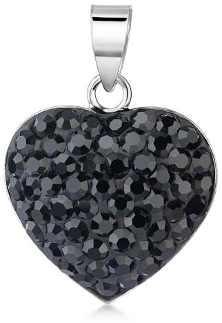 Materia Herz Kettenanhänger Silber 925 - Kristall Anhänger schwarz KA-110