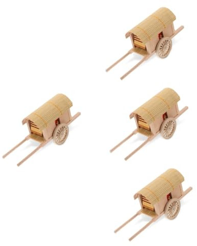 Toyvian 4 Stück Wagen Modell Pferdekutsche beenden Karrenfigur aus Holz Schreibtischdekorationen Geschenk bürowagen dekor Kutschenhandwerk Miniatur Spielzeugzimmer Puppe schmücken Kind Abs