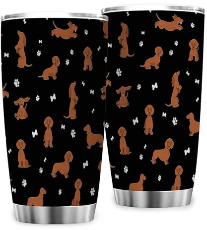 Zbbfwu Dackel Print Kaffeebecher to go Hund Thermobecher Edelstahl Auslaufsicher Kaffeetasse Isolierbecher Dackel-2 600ml