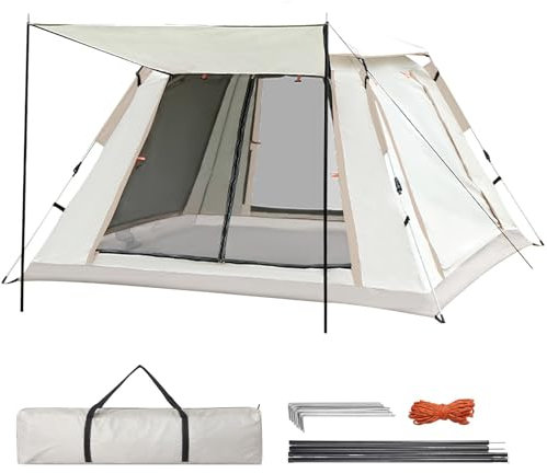 Anttyscar Quick Pitch Zelt für 3-4 Personen, DREI Sekunden zum Öffnen,210D Oxford Stoff wasserdichtes Zelt, wasserdicht, robust und leicht, wasserdicht für Camping
