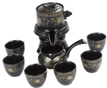 Alipis Service À Thé Chinois Rétro Ensemble De Tasses À Thé Vintage Théière En Céramique Semi-automatique Bouilloire À Thé De Bureau Design Unique Multifonction Échaudage