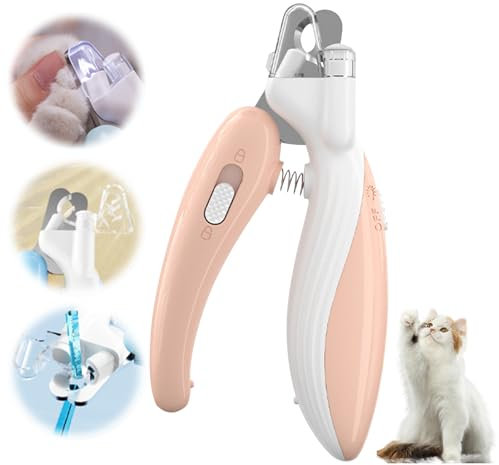 Recitem Haustier Nagelknipser mit LED-Licht, Nagelknipser Krallenschneider, Krallenschere für Katzen Hunde, Nagelschneider Scharfe Klinge Sicheres für Mittlere Kleine Haustiere Krallenpflege (1 Rosa)