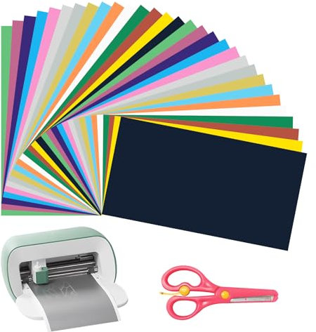 30pcs Plotterfolie Textil Iron On Folie für Cricut Joy BüGelfolie Plotter Folie Textildruck Flexfolie Plotter Textil Flockfolie für Plotter Tshirt Folie Zum AufbüGeln Smart Iron On Heat Transfer Folie