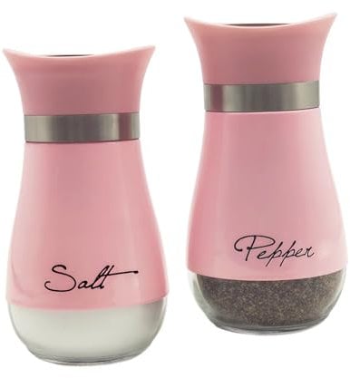 Sale e Pepe Set in Vetro, Saliera e Pepiera, Barattolo Sale Grosso e Fino, Porta Sale Grosso e Fino per in Cucina, BBQ, Lavabili in Lavastoviglie (Rosa)