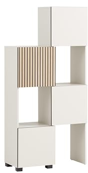 Schildmeyer Alexa Schieberegal 701941, Cremebeige/Akustikpaneel Dekor, 42-70 x 33,1 x 165,1 cm