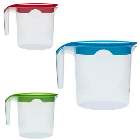 Suprano 1 Liter Plastic Water Jug With Lid Milk Juices Drinks Fridge Jug Ideal for Everyday Use Indoor Outdoor Party (Blue, Red & Green)