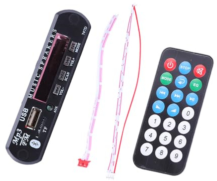 MP3 WMA Decoder Board, 12V Bluetooth 3.0 EDR Auto Musik Wireless Audio Modul Unterstützung USB TF Bluetooth FM mit Fernbedienung (Schwarz)