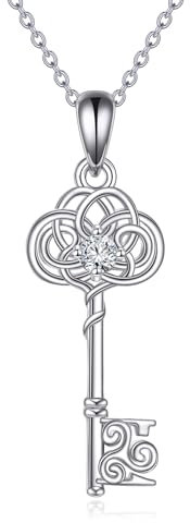 Schlüssel Kette für Damen Sterling Silber Schlüssel Schmuck Keltischer Knoten Kette Geschenke für Damen Teens