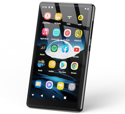 Lecteur MP3 5 Pouces avec Bluetooth et WiFi, Lecteur MP4 Android 80GB, Lecteur pour Enfants avec Haut-parleurs, Lecteur de Musique avec Spotify, Youtube, Play Store, supporte jusqu'à 512 GB (Black)