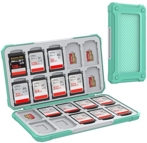 HEIYING Memory Card Case for SD/TF Cards,Portable SD Card Holder Storage Case Compatible with 20 SDXC SDHC and 20 TF Cards Slots