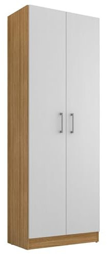 ACTUAL DIFFUSION Armoire 2 Portes Chêne et Blanc 5 Niches L 61 H 170.6 P 35.3 cm