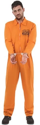 Rubies Official Orange Convict Boiler Suit Costume, Mens Fancy Dress, Perfect for any Occasion i.e. Halloween and World Book Day, Size XL