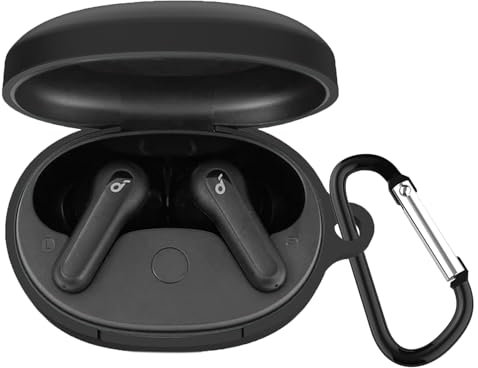 KANOYO Silikon Hülle für Soundcore by Anker Life P2 Mini Hülle Kopfhörer Case und Schutzhülle Kompatibel Soundcore Life P2 Mini Silikon Cover,Stoßfeste Schutzhülle,Kratzfest - Schwarz