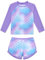 ALISISTER Mädchen Badeanzug Langarm 2tlg 7-8 Jahre Outfit mit UV-Schutz Schwimmset für Sommerferien am Strand lila