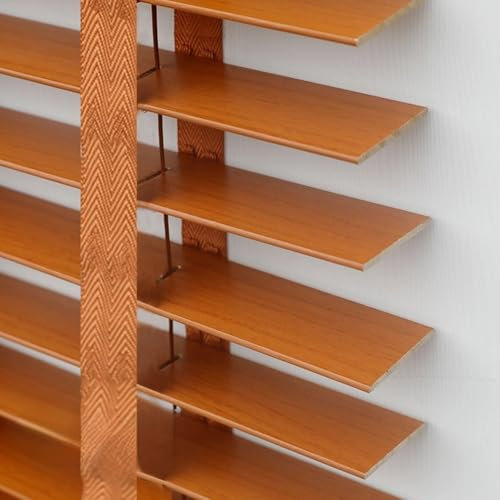 Holz Jalousie Sichtschutz Jalousette Horizontal Jalousie für Fenster Innenjalousie Verdunkelungs-Rollo 50mm lamellen Fensterjalousie Braun(30x110cm)