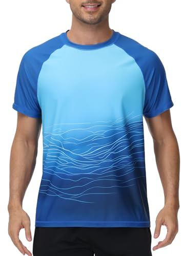 VAYAGER Haut de Bain T-Shirt Anti UV Manches Courtes pour Homme UPF 50+ Rashguard à Séchage Rapide Protection Solaire